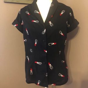 Voodoo Vixen black lipstick blouse